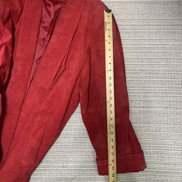 Evan Davies II Red Silky Pig Suede Blazer Jacket For Women 42/22W - Picture 15 of 15